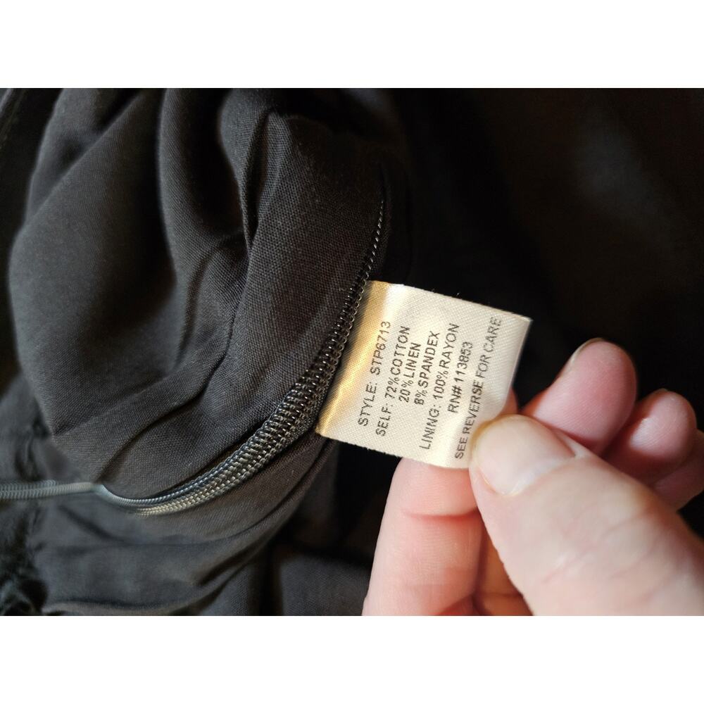 Sugar + Lips Tassel Trim Wide Leg Linen Pants Women's Size M Black Linen Blend - Picture 5 of 8